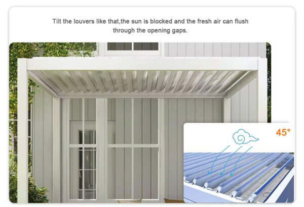 Bioclimatic Aluminium Pergola with Remote and LED Light