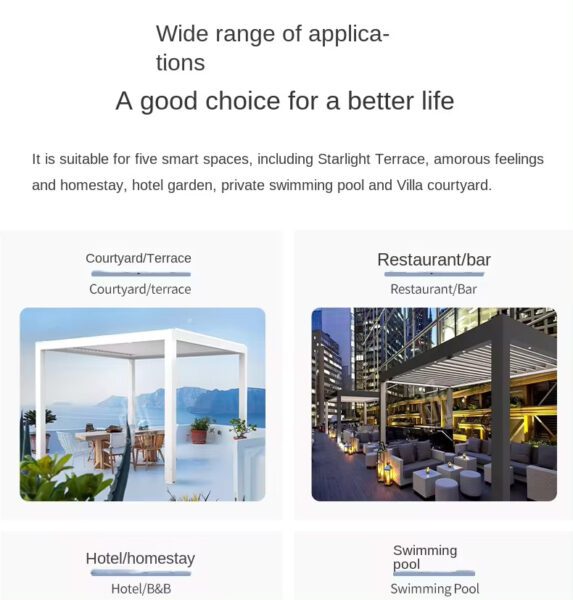 Bioclimatic Aluminium Pergola with Remote and LED Light
