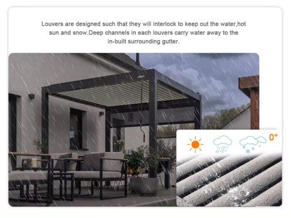 Bioclimatic Aluminium Pergola with Remote and LED Light