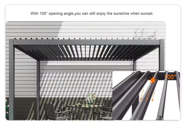 Bioclimatic Aluminium Pergola with Remote and LED Light