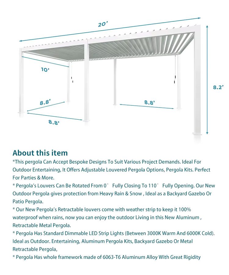 Electric Garden Bioclimatic Aluminum Pergola