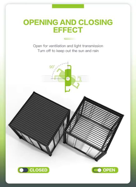 Garden Gazebo Aluminum Bioclimatic Louvered Pergola