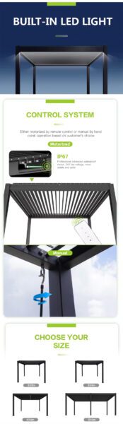 Garden Gazebo Aluminum Bioclimatic Louvered Pergola