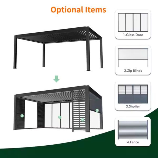 Motorised Louver Roof Bioclimatic Pergola for Sunshade
