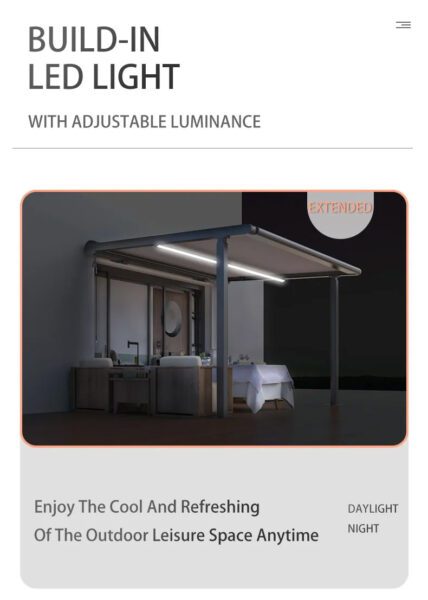 Motorized Fabric Retractable Skylight for Outdoor Canopy