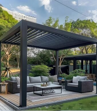 Outdoor Louvered Roof Sunshade Waterproof System Aluminium Pergola