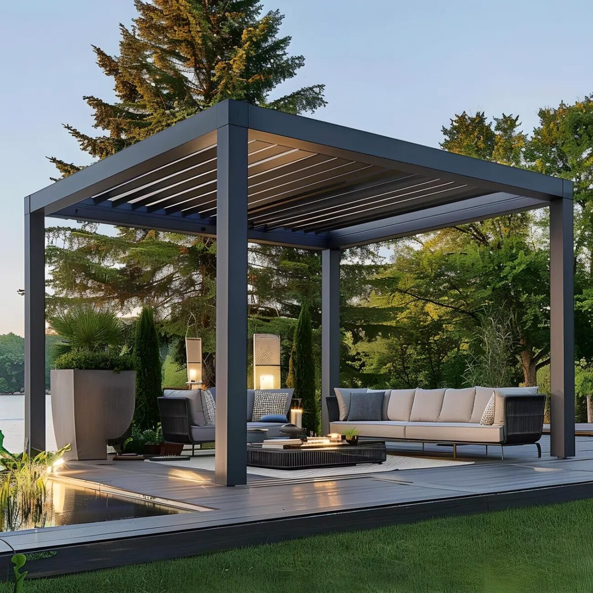 Outdoor Louvered Roof Sunshade Waterproof System Aluminium Pergola