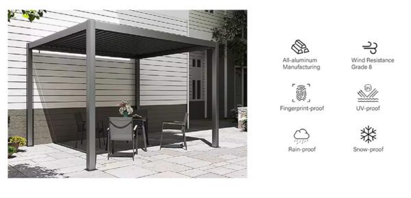 Outdoor Louvered Roof Sunshade Waterproof System Aluminium Pergola