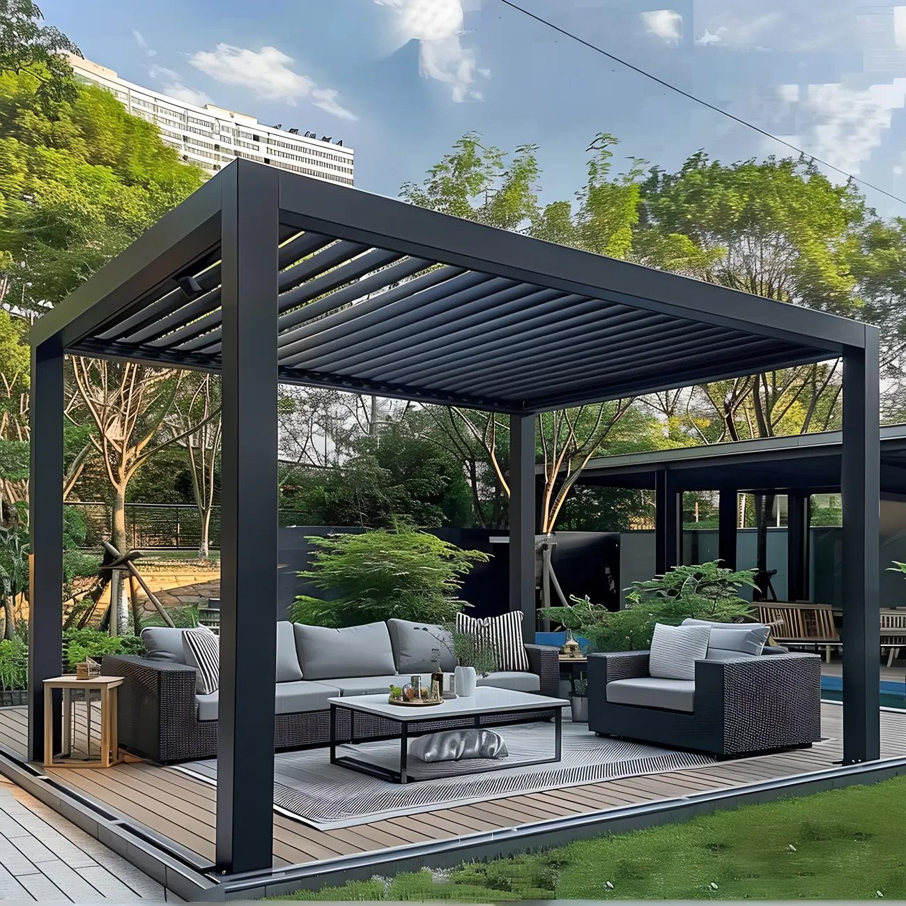 Outdoor Louvered Roof Sunshade Waterproof System Aluminium Pergola