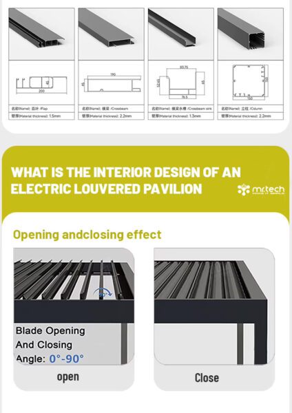 Remote Controlled with LED Lighting Louvered Pergola 10
