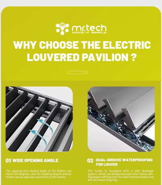Remote Controlled with LED Lighting Louvered Pergola 12