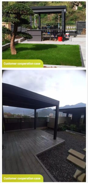 Remote Controlled with LED Lighting Louvered Pergola 13