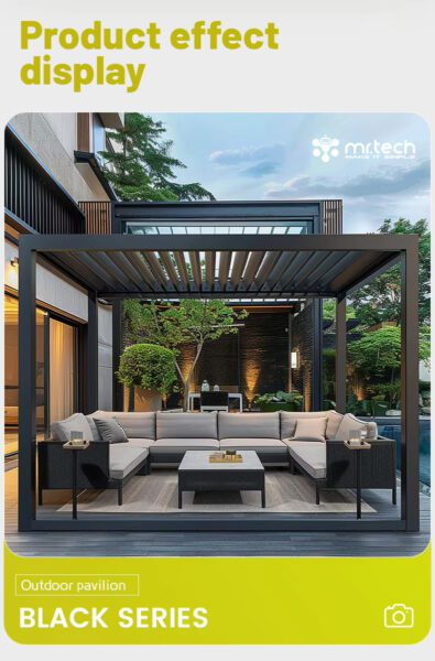 Remote Controlled with LED Lighting Louvered Pergola 14