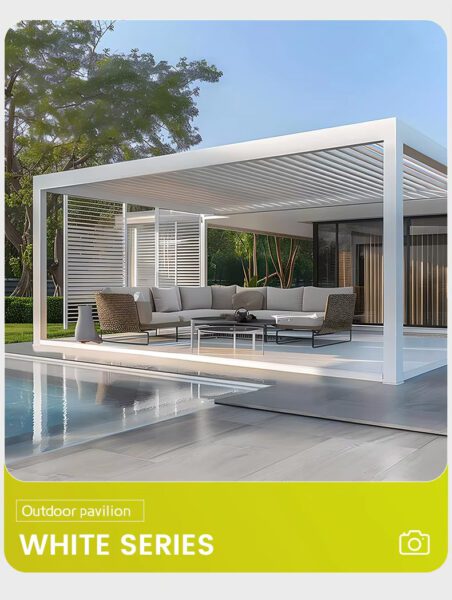 Remote Controlled with LED Lighting Louvered Pergola 18