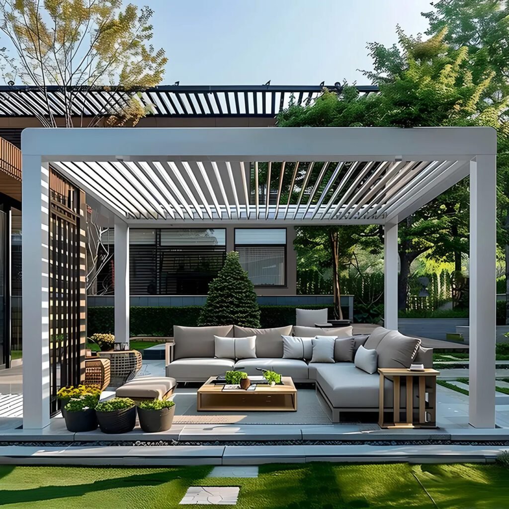 Remote Controlled with LED Lighting Louvered Pergola