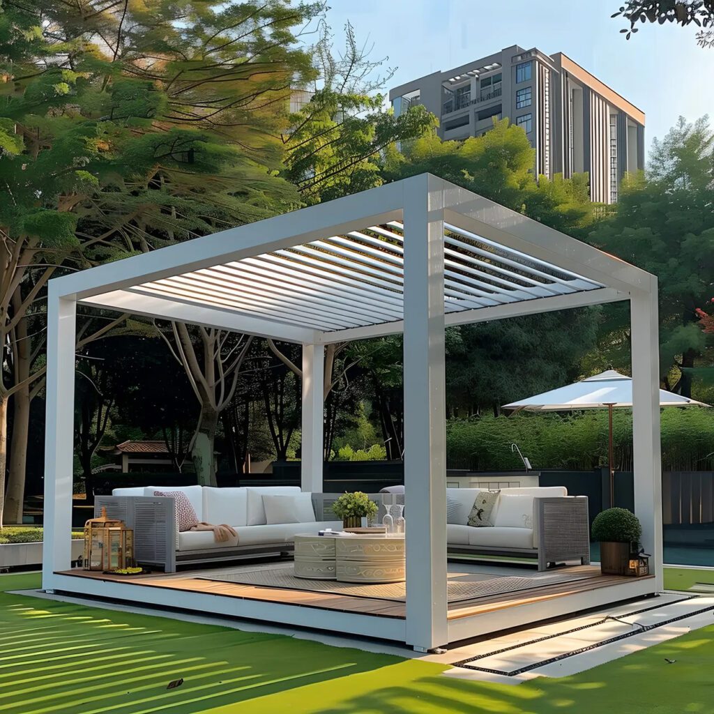 Remote Controlled with LED Lighting Louvered Pergola