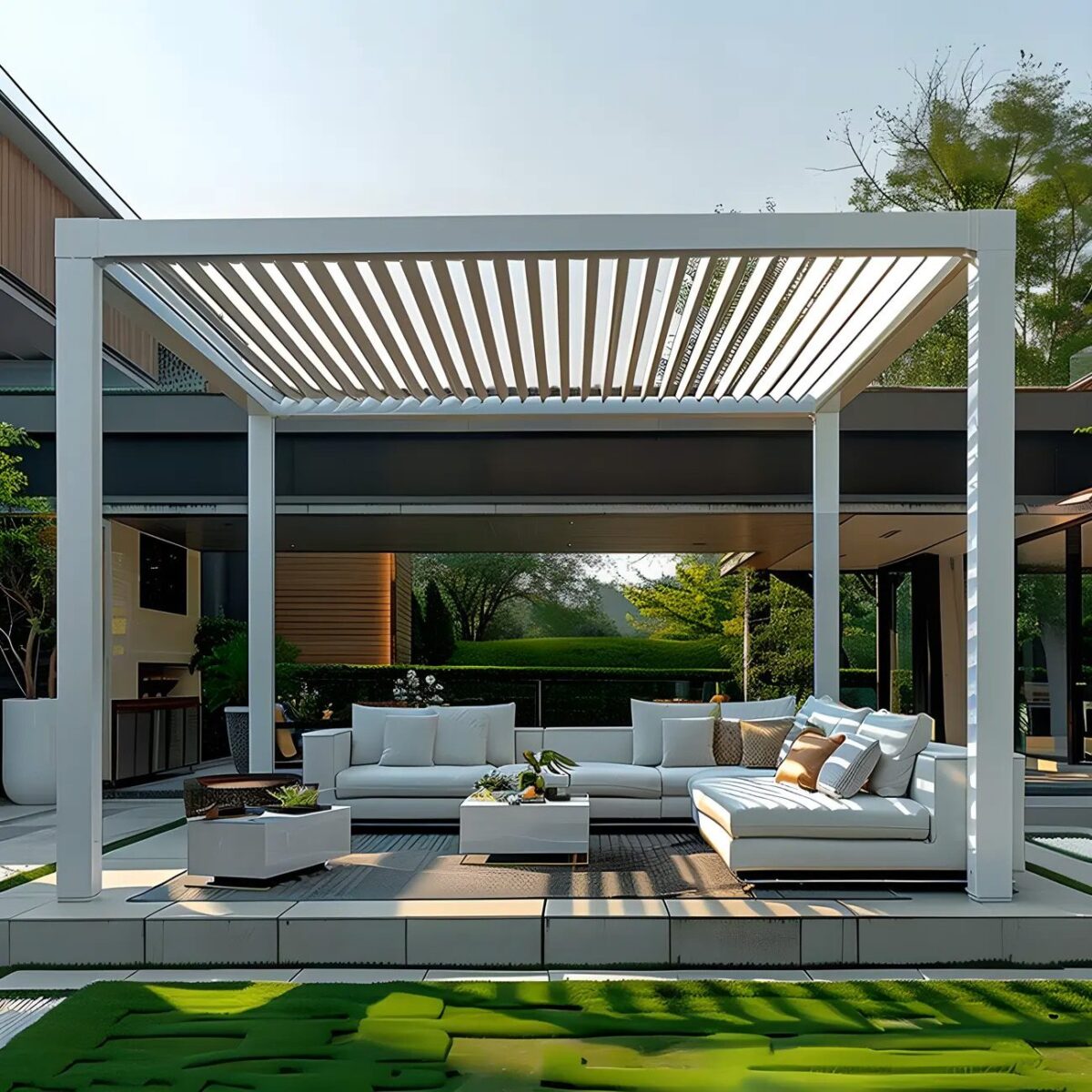 Remote Controlled with LED Lighting Louvered Pergola