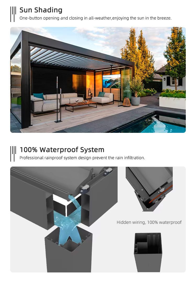 Electric Pergola Adjustable Louvered Roof System