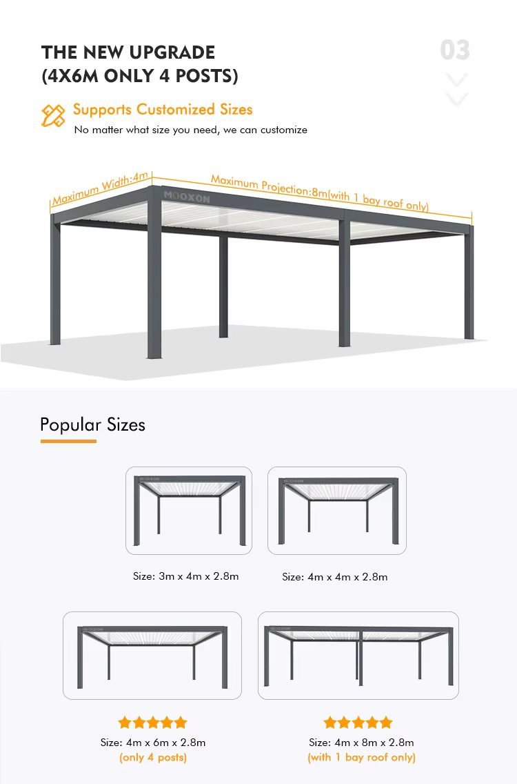 Waterproof Garden Motorized Outdoor Pergola