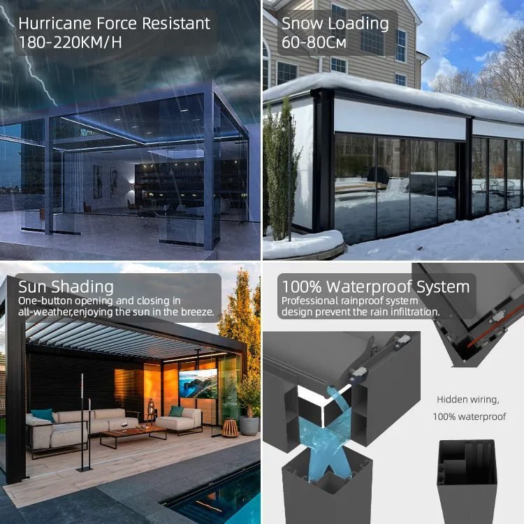 Waterproof Garden Motorized Outdoor Pergola