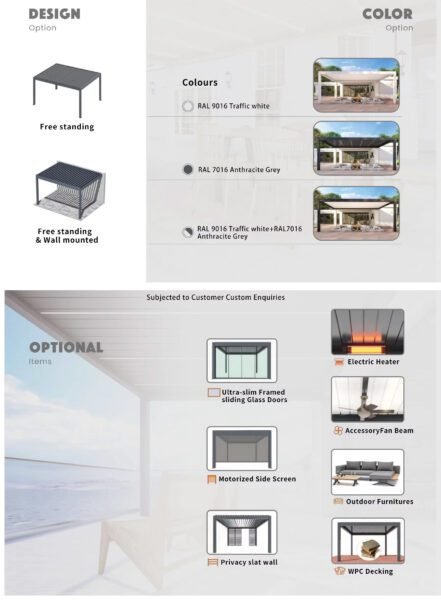 Premium Aluminum Louvered Pergola for Outdoor Garden