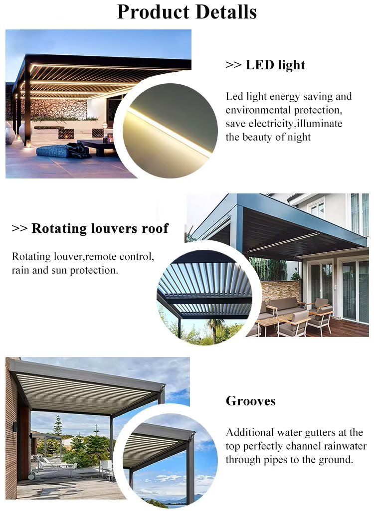 Premium Aluminum Louvered Pergola for Outdoor Garden