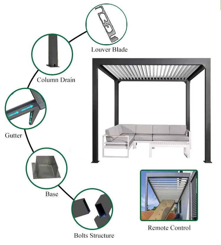 Premium Aluminum Louvered Pergola for Outdoor Garden
