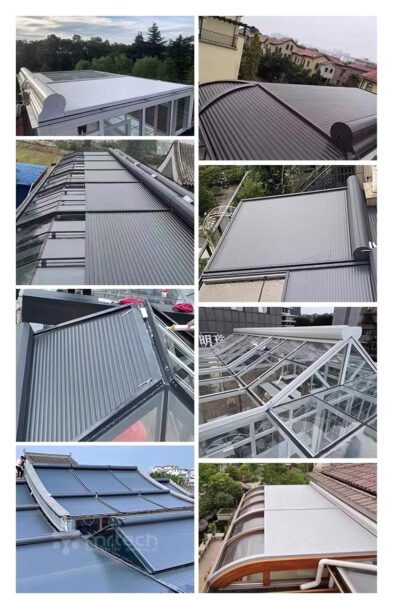 Horizontal Ceiling Aluminum Alloy Glass Roof Sunshade Roller Blinds