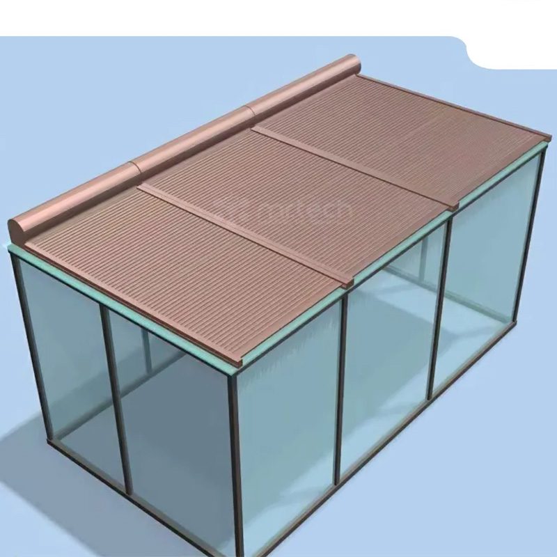 Horizontal Ceiling Aluminum Alloy Glass Roof Sunshade Roller Blinds