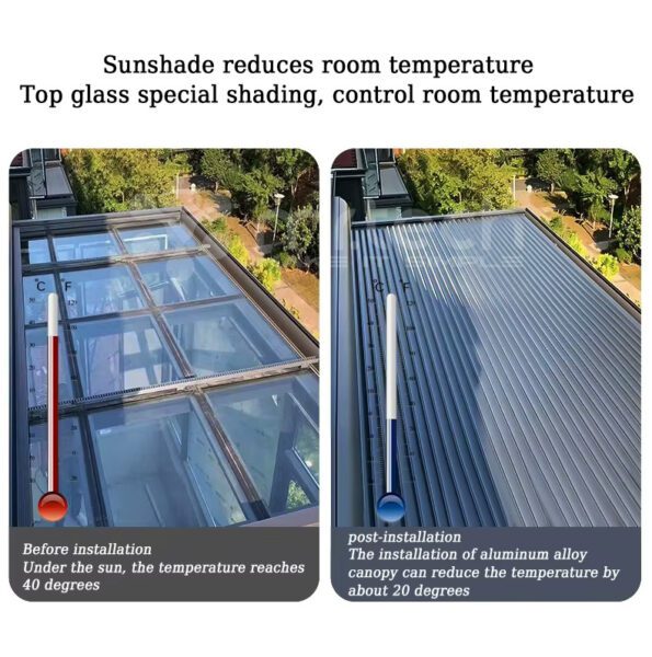 Horizontal Ceiling Aluminum Alloy Glass Roof Sunshade Roller Blinds