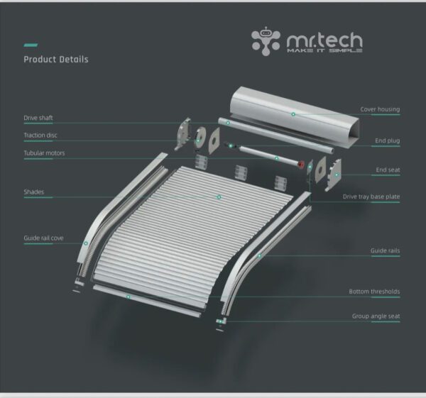 Horizontal Roller Shutter For Outdoor Glass Roof Sun Shading