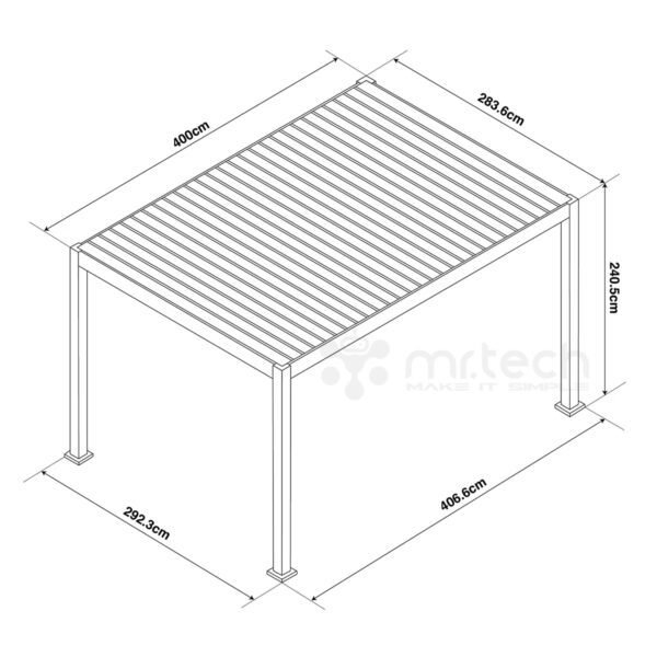 Motorized Alu Louver Pergola with Blinds For Outdoor Patio 3 X 4 Mtr
