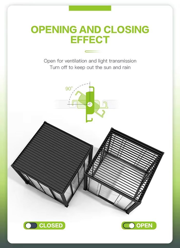 Motorized Alu Louver Pergola with Blinds For Outdoor Patio 3 X 4 Mtr