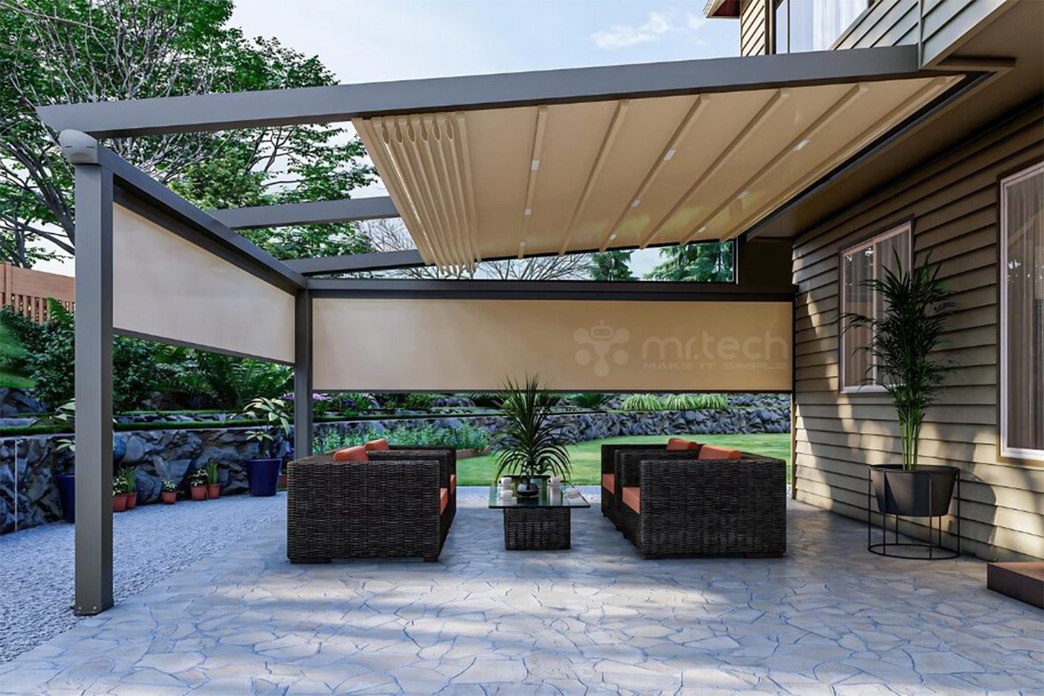 Automatic Retractable PVC Blind Roof System