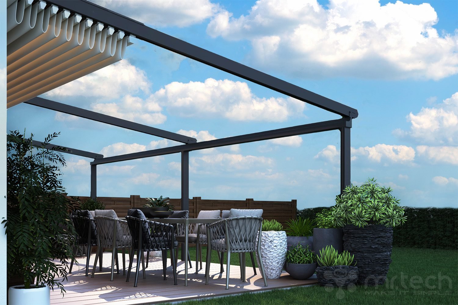 Automatic Retractable PVC Blind Roof System