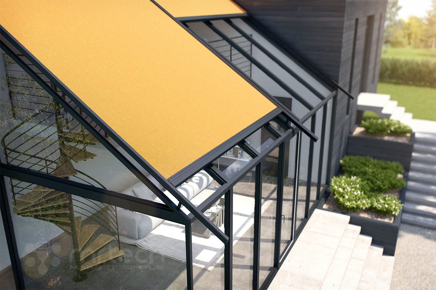 Outdoor Roof Sunshade Retractable Skylight Blinds