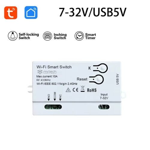 1CH Tuya WiFi Switch Button Single Relay Module Supports 7-32V