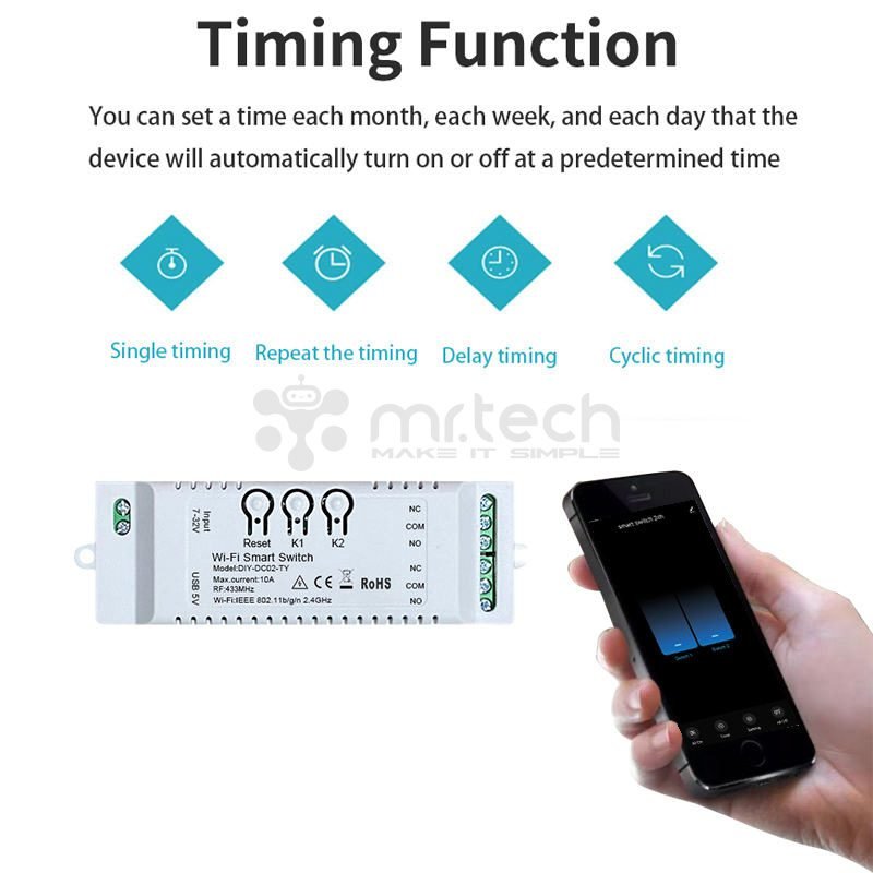 Smart Solutions 2 channels WiFi Wireless Switch Inching Self-Locking Relay Module