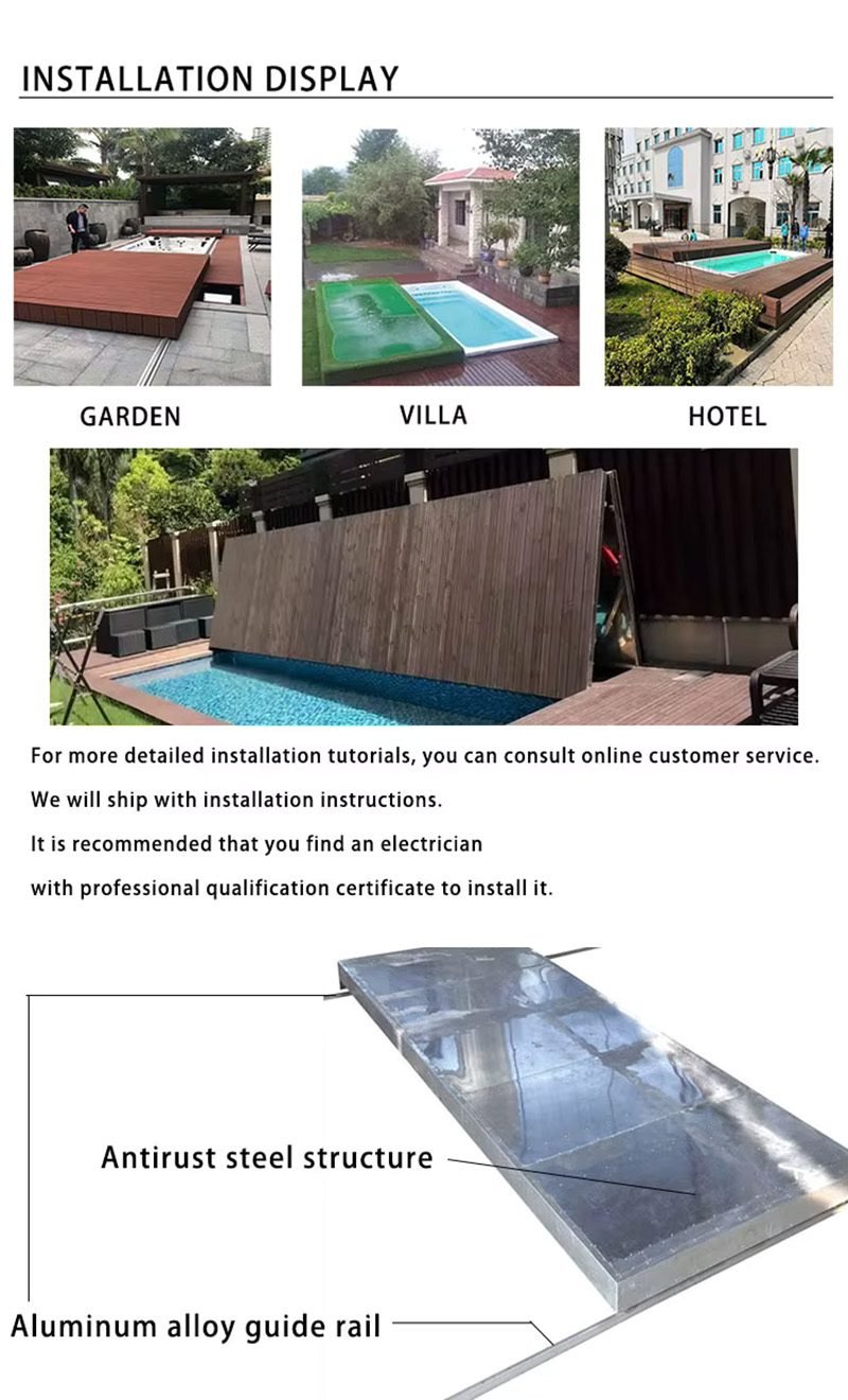 Bi-Fold Swimming Pool Wooden Plastic Pool Cover