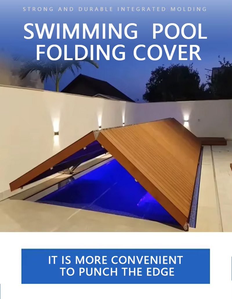 Bi-Fold Swimming Pool Wooden Plastic Pool Cover