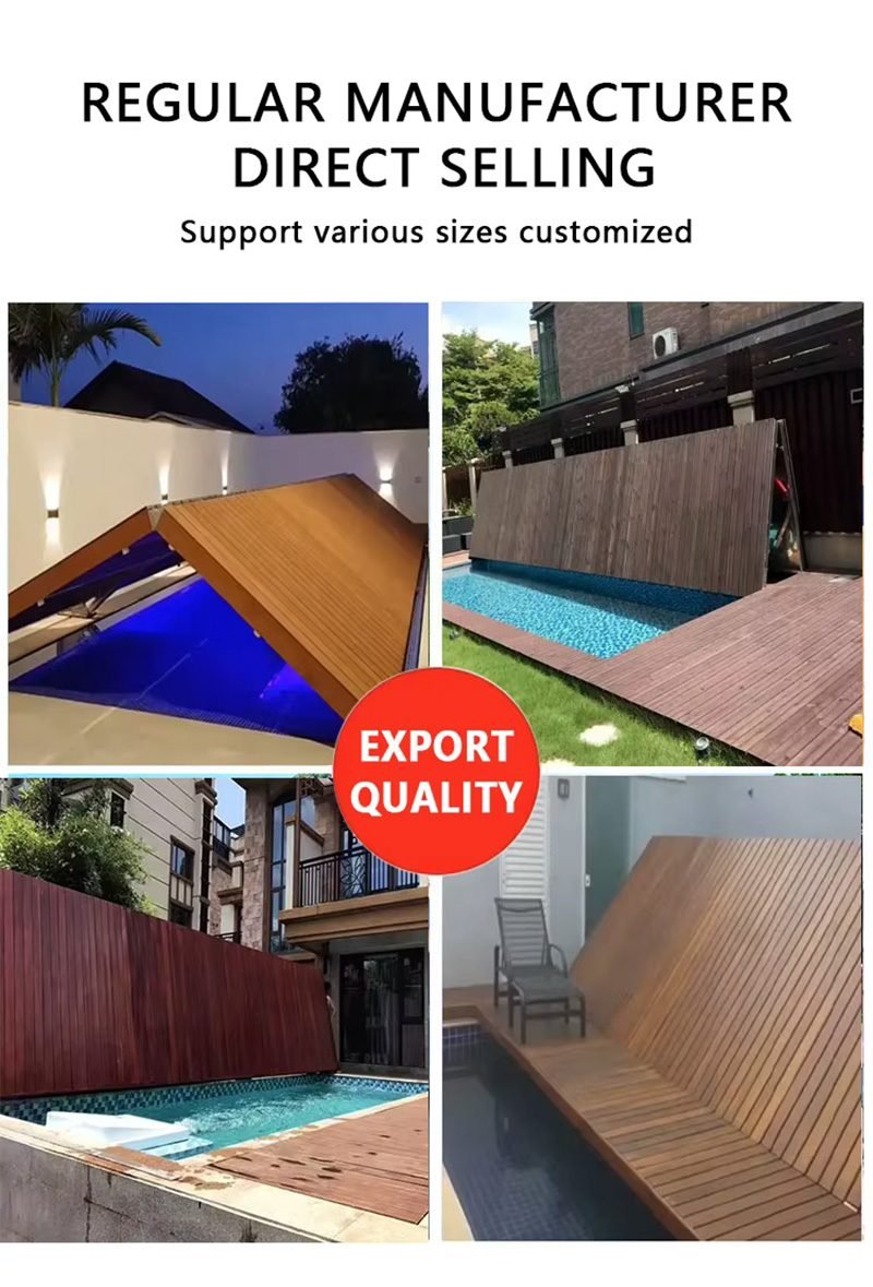 Bi-Fold Swimming Pool Wooden Plastic Pool Cover