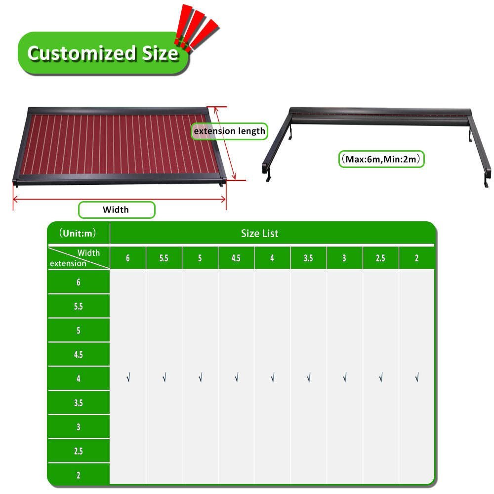 Customize Size Electric Skylight Sunroom Roof Outdoor Blinds 4