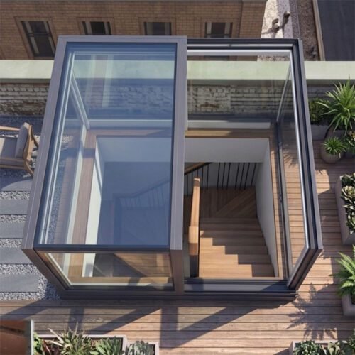 L Shape Sliding for Stairway Roof Exit Trapezoid