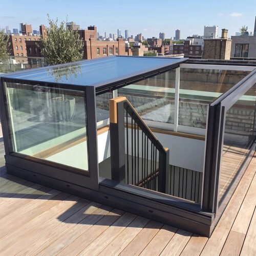 L Shape Sliding for Stairway Roof Exit Trapezoid