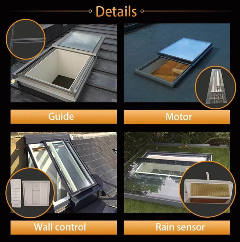Sliding Skylight With Rail Glass Roof Top Cover