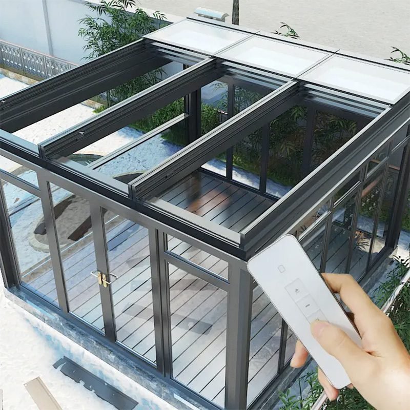 Automatic Retractable Glass Roof Skylight (5) Automatic Retractable Glass Roof Skylight