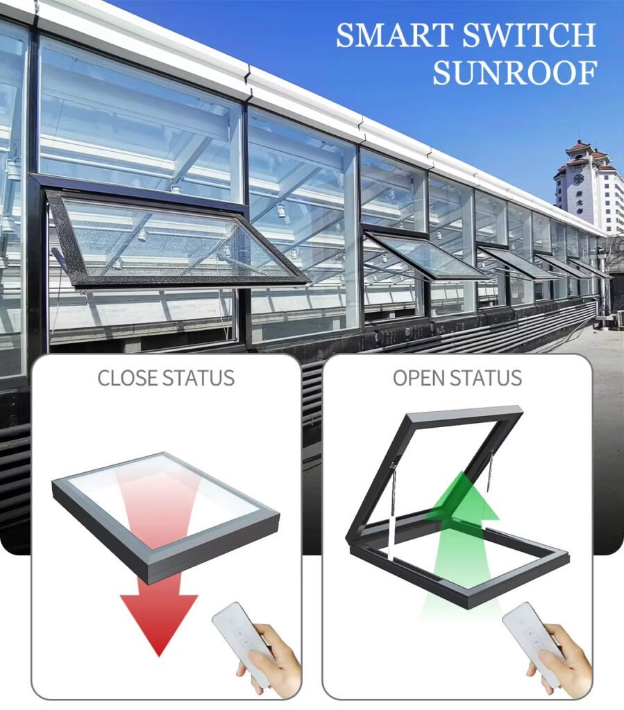 Ventilated Glass Roof Window Skylight