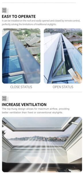Ventilated Glass Roof Window Skylight