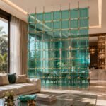 Blue Square Solid Glass Hanging Panel