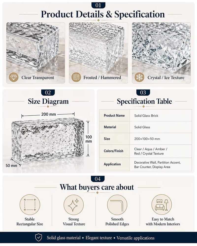 Decorative Glass Bricks with Smooth Surface